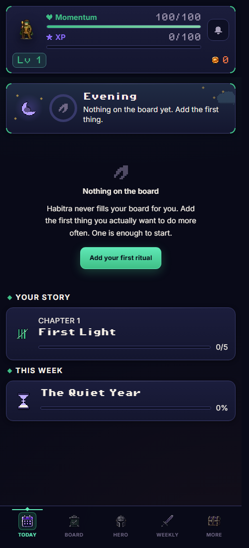 Habitra daily quest and habit tracking screen